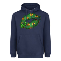 Navy Green and Leopard Patterned Irish Day Lips Heavyweight Hoodie - Bettercallsaul