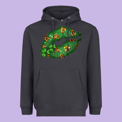 Green And Leopard Patterned Irish Day Lips Heavyweight Hoodie Designed By Bettercallsaul