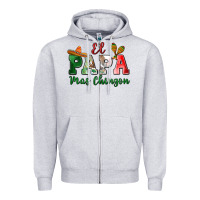 Heather Grey el papa mas chingon Zipper Hoodie - MaliasSmallBusiness