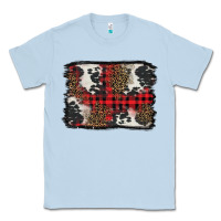 Dusty Blue Christmas red plaid background Classic Tee - BarkalooDesign