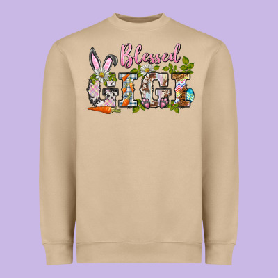 Blessed Gigi Easter Heavyweight Sweatshirt Designed By Barkaloodesign