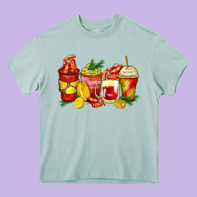 Crawfish Coffee Cups Heavy Core Tee Designed By Zillion Design Studio