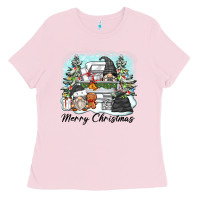 Bubblegum Pink merry christmas gnomes Ladies Tee - Zillion Design Studio