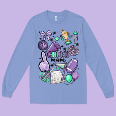 Cheer Mom Long Sleeve Tee Designed By Maliassmallbusiness
