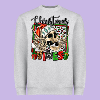 Christmas Vibes Skeleton Heavyweight Sweatshirt Designed By Jasminsmagicworld