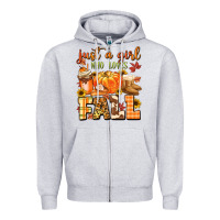 Heather Grey just a girl who loves fall Zipper Hoodie - MaliasSmallBusiness