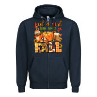 Navy just a girl who loves fall Zipper Hoodie - MaliasSmallBusiness