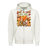 Oatmeal Heather just a girl who loves fall Zipper Hoodie - MaliasSmallBusiness