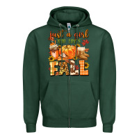 Sports Green just a girl who loves fall Zipper Hoodie - MaliasSmallBusiness