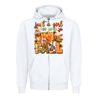 White just a girl who loves fall Zipper Hoodie - MaliasSmallBusiness