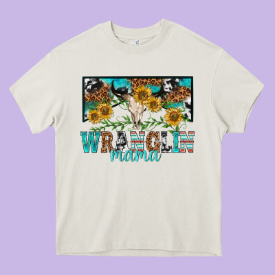 Wranglin Mama Heavy Core Tee Designed By Texasbilliewilder