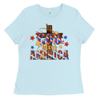 Baby Blue god bless america Ladies Tee - texasbilliewilder