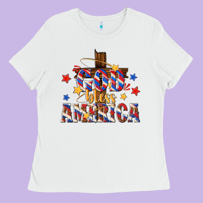 God Bless America Ladies Tee Designed By Texasbilliewilder
