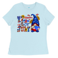 Baby Blue happy 4 th of july Ladies Tee - texasbilliewilder