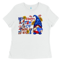 White happy 4 th of july Ladies Tee - texasbilliewilder