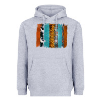 Western Leopard Glitter Aztec Cowhide Pattern Brushstroke Heavyweight Hoodie | Teevron