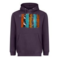 Plum Western Leopard Glitter Aztec Cowhide Pattern Brushstroke Heavyweight Hoodie - Bettercallsaul