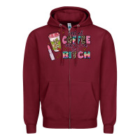 Burgundy i pretend coffee helps but im still a bitch Zipper Hoodie - MaliasSmallBusiness