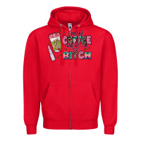 Red i pretend coffee helps but im still a bitch Zipper Hoodie - MaliasSmallBusiness