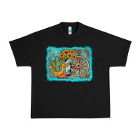 Black western wooden wheel cowboy boots Urban Heavy Tee - AdoDesignShop