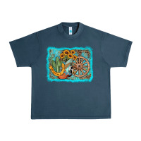 Midnight Navy western wooden wheel cowboy boots Urban Heavy Tee - AdoDesignShop