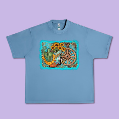 Western Wooden Wheel Cowboy Boots Urban Heavy Tee Designed By Adodesignshop