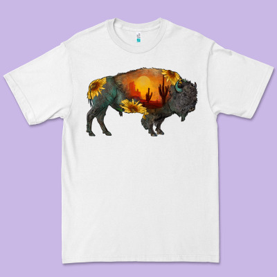 Sunflower Bison Premium Tee Designed By Ranaportraitstore