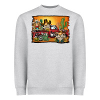 Heather Grey western truck cowboy gnome background Heavyweight Sweatshirt - BarkalooDesign