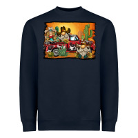 Navy western truck cowboy gnome background Heavyweight Sweatshirt - BarkalooDesign