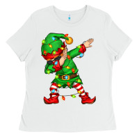 White dabbing elf Ladies Tee - Zillion Design Studio
