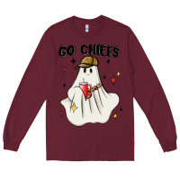 Burgundy go chiefs boujee sports ghost stanley Long Sleeve Tee - MaliasSmallBusiness