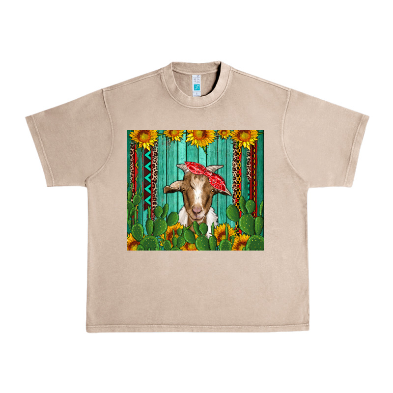 Goat With Sunflower And Cactus Urban Heavy Tee by Artiststas | Teevron