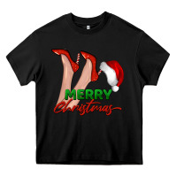 Black merry Christmas heels Heavy Core Tee - BarkalooDesign
