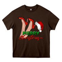 Chocolate Brown merry Christmas heels Heavy Core Tee - BarkalooDesign