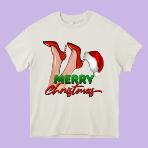 Merry Christmas Heels Heavy Core Tee Designed By Barkaloodesign