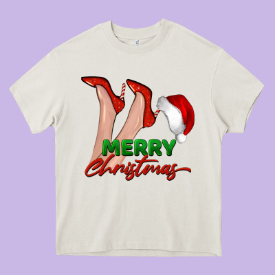 Merry Christmas Heels Heavy Core Tee Designed By Barkaloodesign