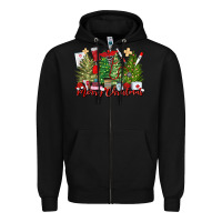Black merry christmas nurse trees Zipper Hoodie - MaliasSmallBusiness
