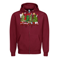 Burgundy merry christmas nurse trees Zipper Hoodie - MaliasSmallBusiness