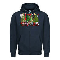 Navy merry christmas nurse trees Zipper Hoodie - MaliasSmallBusiness