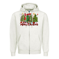 Oatmeal Heather merry christmas nurse trees Zipper Hoodie - MaliasSmallBusiness