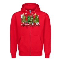 Red merry christmas nurse trees Zipper Hoodie - MaliasSmallBusiness