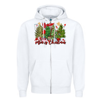 White merry christmas nurse trees Zipper Hoodie - MaliasSmallBusiness