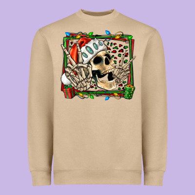 Christmas Happy Skeleton Heavyweight Sweatshirt Designed By Jasminsmagicworld
