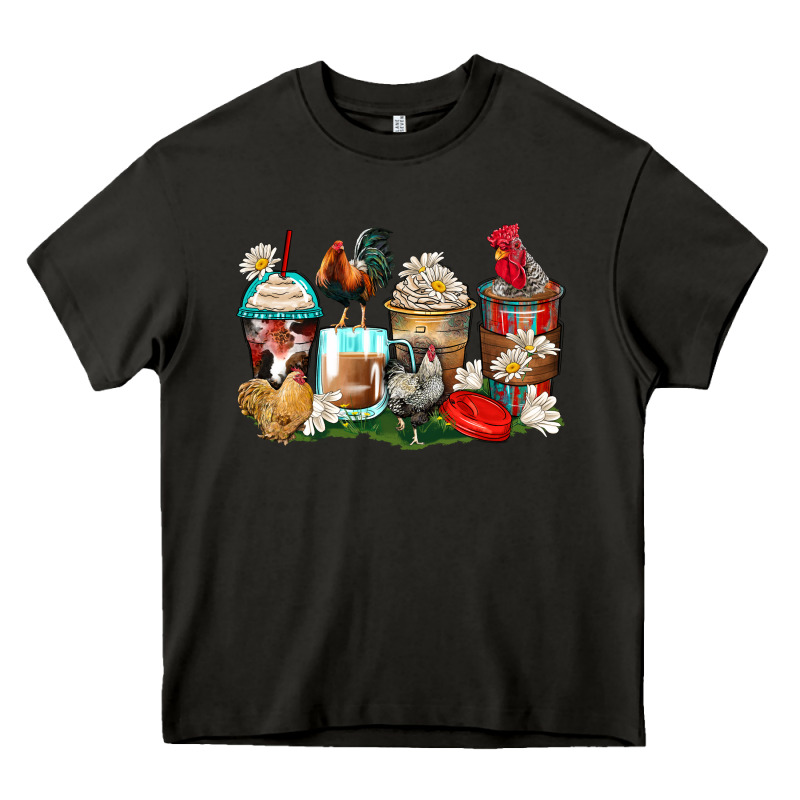 Rooster Coffee Cups Heavy Core Tee by Zillion Design Studio | Teevron
