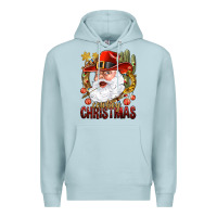Blue Mist Cowboy Christas Santa Premium Hoodie - NancyCooperArtShop