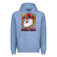 Colony Blue Cowboy Christas Santa Premium Hoodie - NancyCooperArtShop