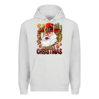 Dove Grey Cowboy Christas Santa Premium Hoodie - NancyCooperArtShop