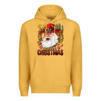 Mustard Cowboy Christas Santa Premium Hoodie - NancyCooperArtShop