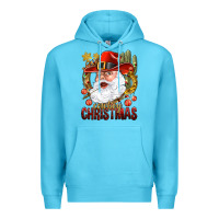 Ocean Blue Cowboy Christas Santa Premium Hoodie - NancyCooperArtShop