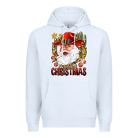 White Cowboy Christas Santa Premium Hoodie - NancyCooperArtShop